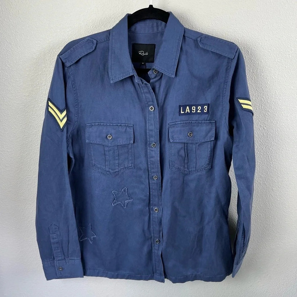 NWOT Rails Kato Military Shirt Jacket Tokyo Blue Patch Casual Women’s Medium - Picture 4 of 14